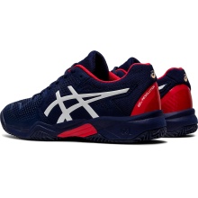 Asics Tennis Shoes Gel Resolution 8 Clay/Sand Court Peacoat Blue/Red Kids